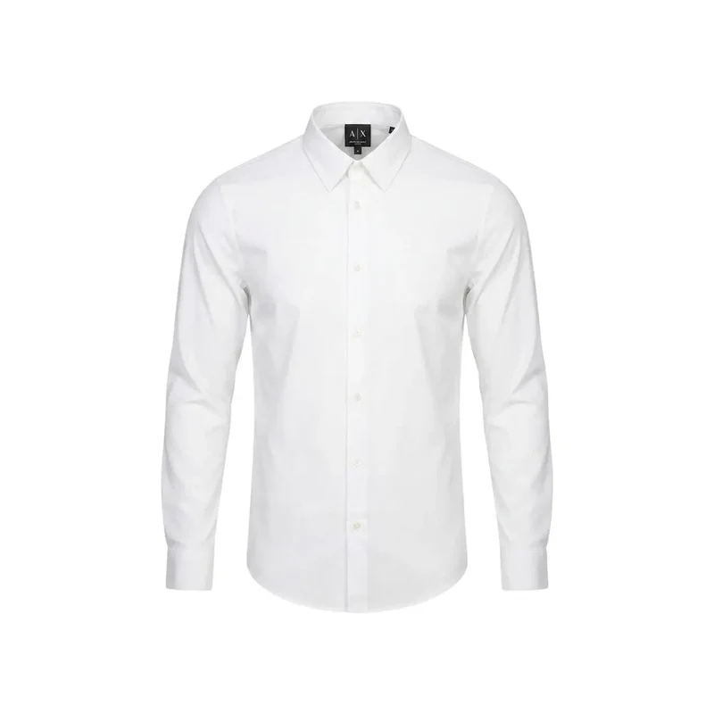 Armani Exchange Herrenhemd Weiß Kurzarm Polyamid
