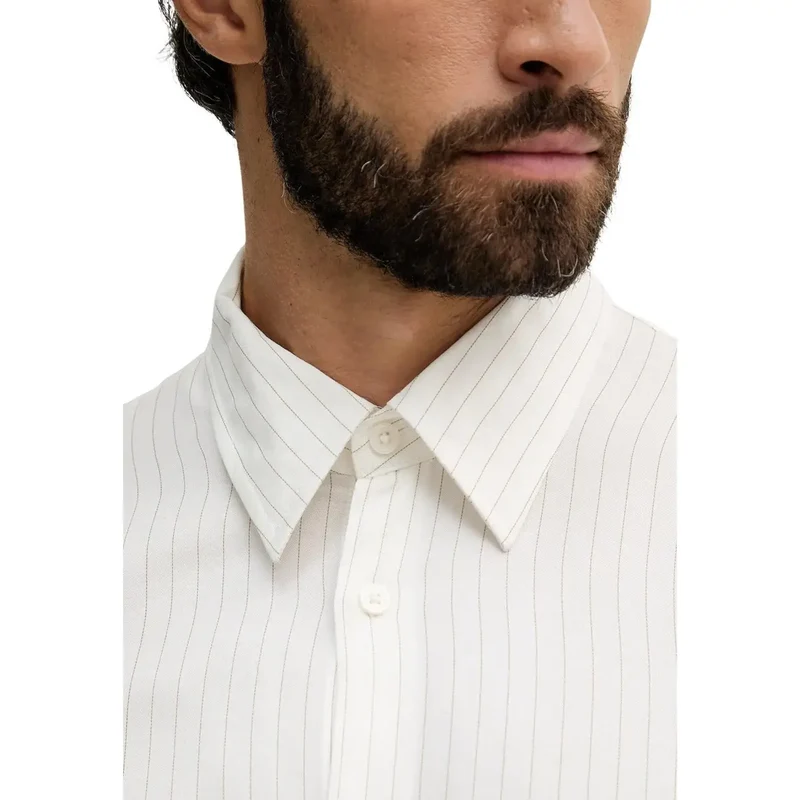 Armani Exchange Herren weißes Viskose Langarmhemd