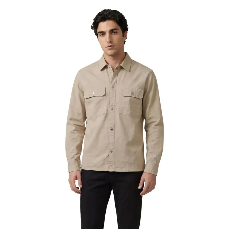 Calvin Klein Jeans Herren Beige Baumwoll-Langhemd LV04RE103G