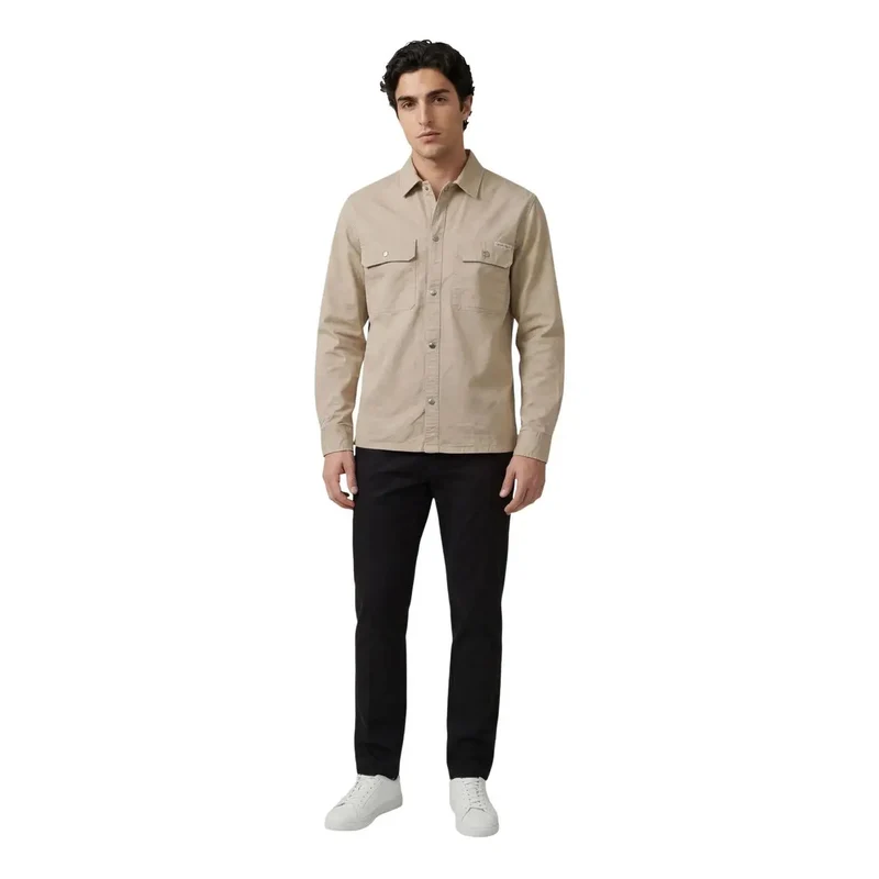 Calvin Klein Jeans Herren Beige Baumwoll-Langhemd LV04RE103G