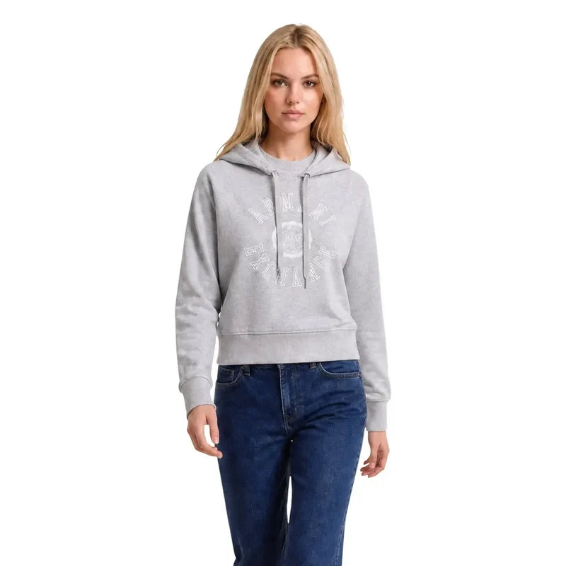 Armani Exchange Damen-Hoodie aus grauer Baumwolle