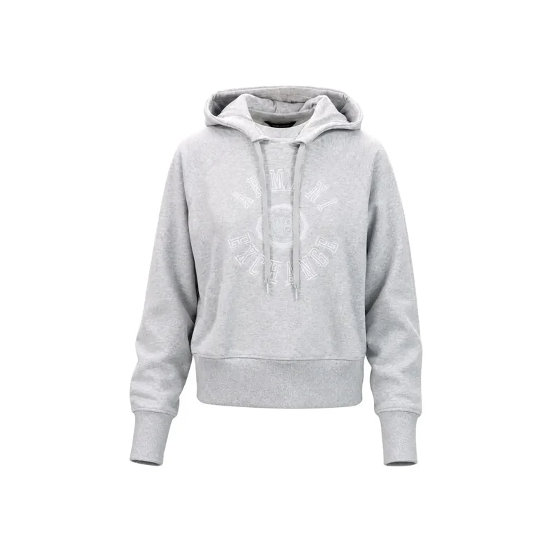 Armani Exchange Damen-Hoodie aus grauer Baumwolle