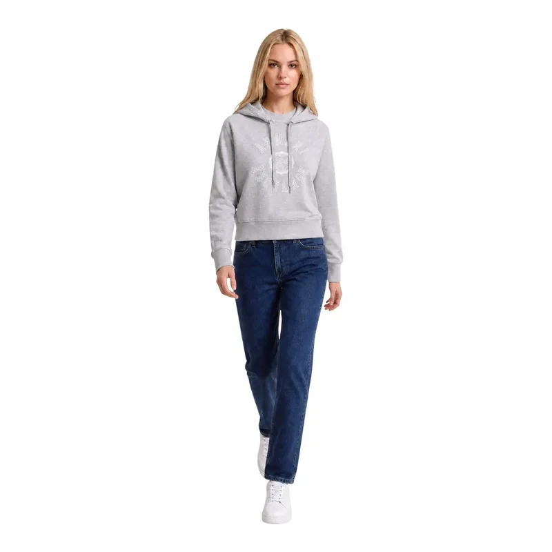 Armani Exchange Damen-Hoodie aus grauer Baumwolle