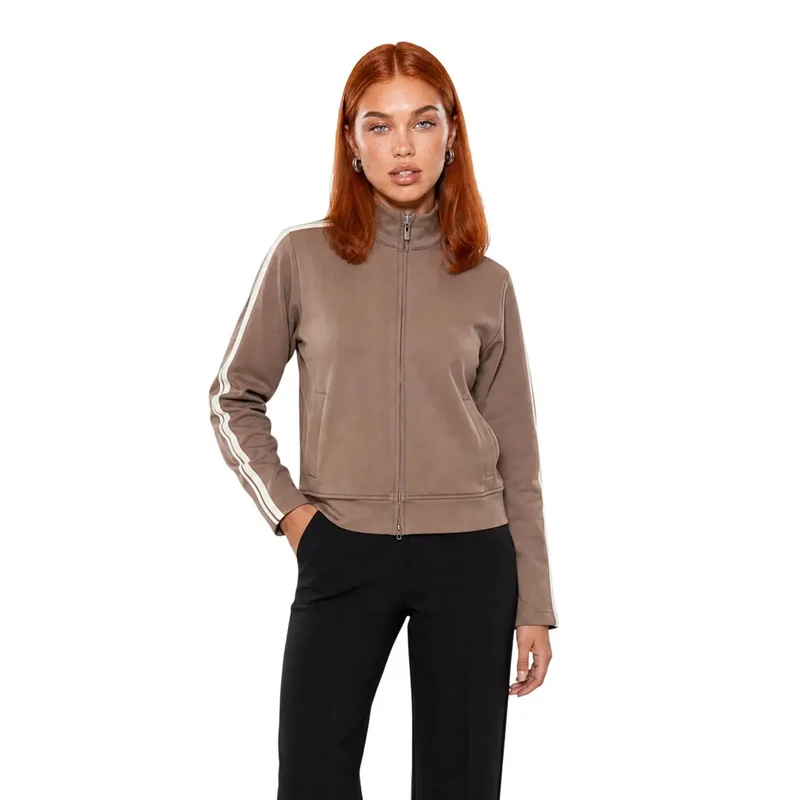Guess Active Damen-Sweatshirt in Braun mit Reißverschluss, Polyestergemisch