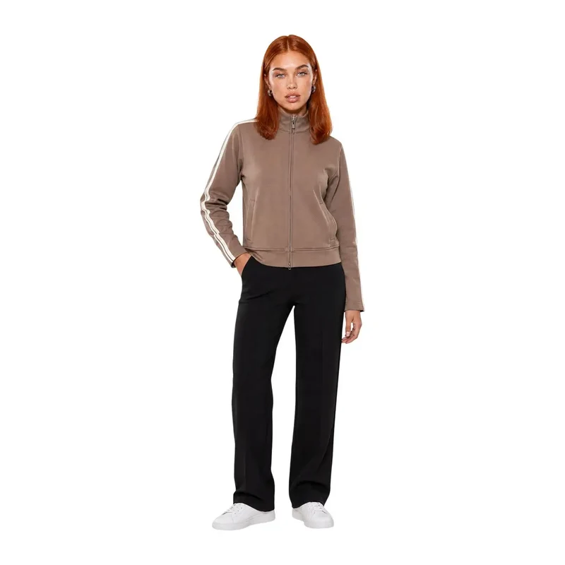 Guess Active Damen-Sweatshirt in Braun mit Reißverschluss, Polyestergemisch
