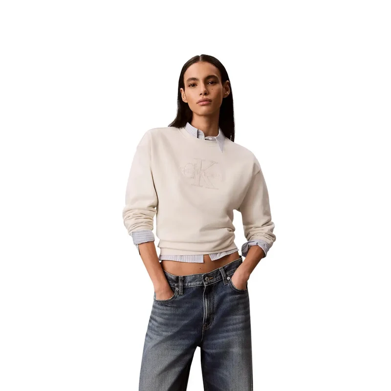 Calvin Klein Damen-Sweatshirt aus weißer Baumwolle