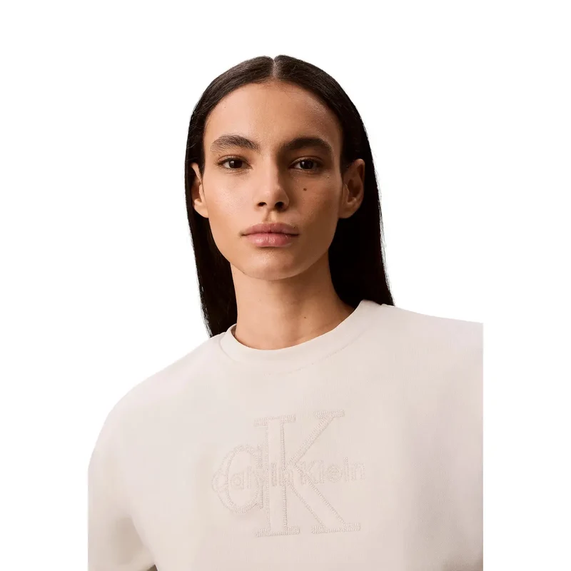 Calvin Klein Damen-Sweatshirt aus weißer Baumwolle