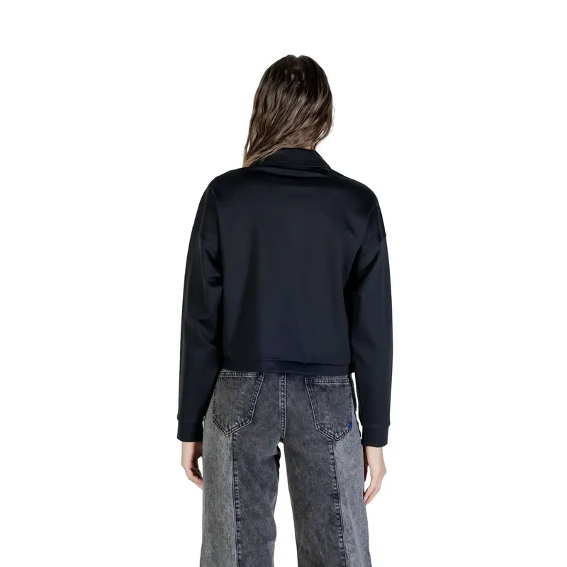 Guess Schwarzes Damen-Sweatshirt mit durchgehendem Reißverschluss aus Polyamid