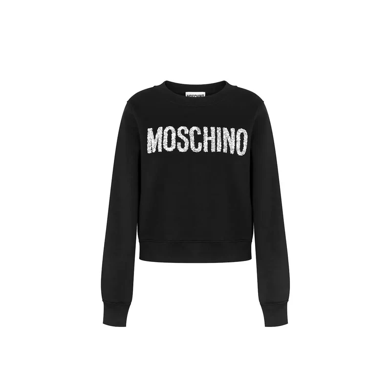 Moschino Schwarzes Damen-Baumwoll-Sweatshirt mit Rundhalsausschnitt