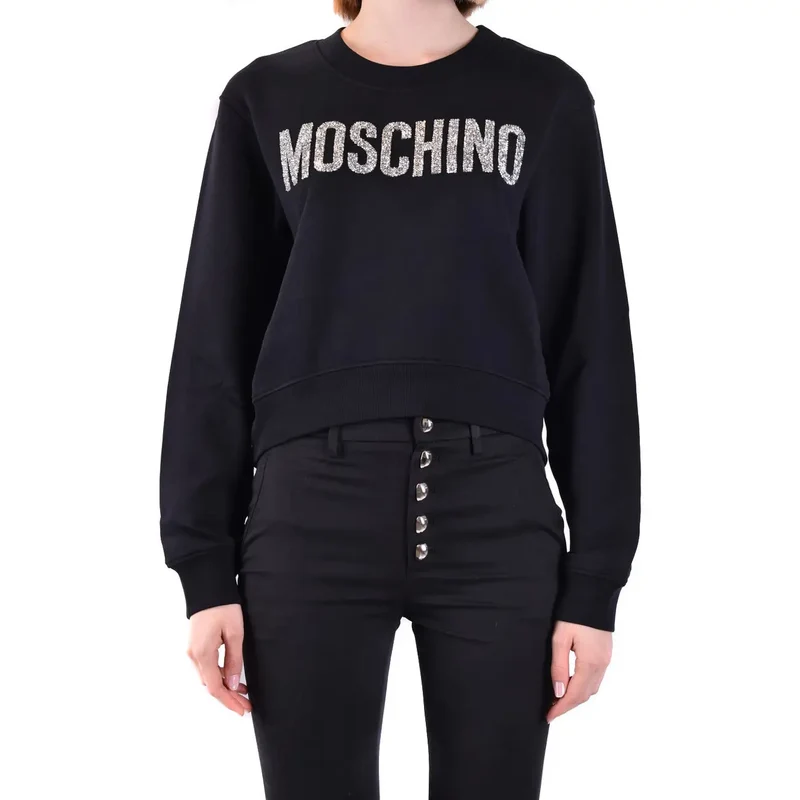 Moschino Schwarzes Damen-Baumwoll-Sweatshirt mit Rundhalsausschnitt