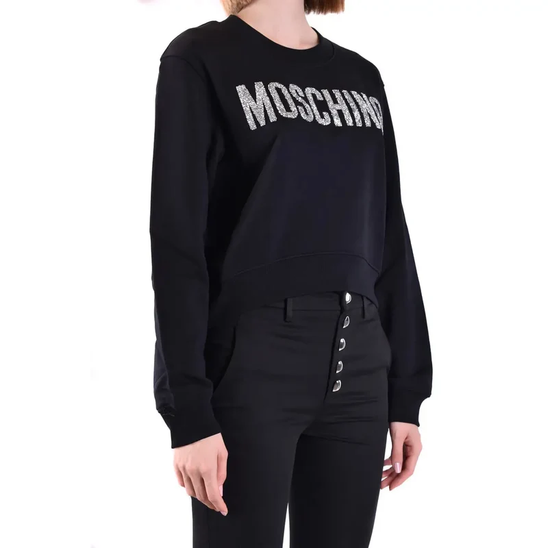 Moschino Schwarzes Damen-Baumwoll-Sweatshirt mit Rundhalsausschnitt