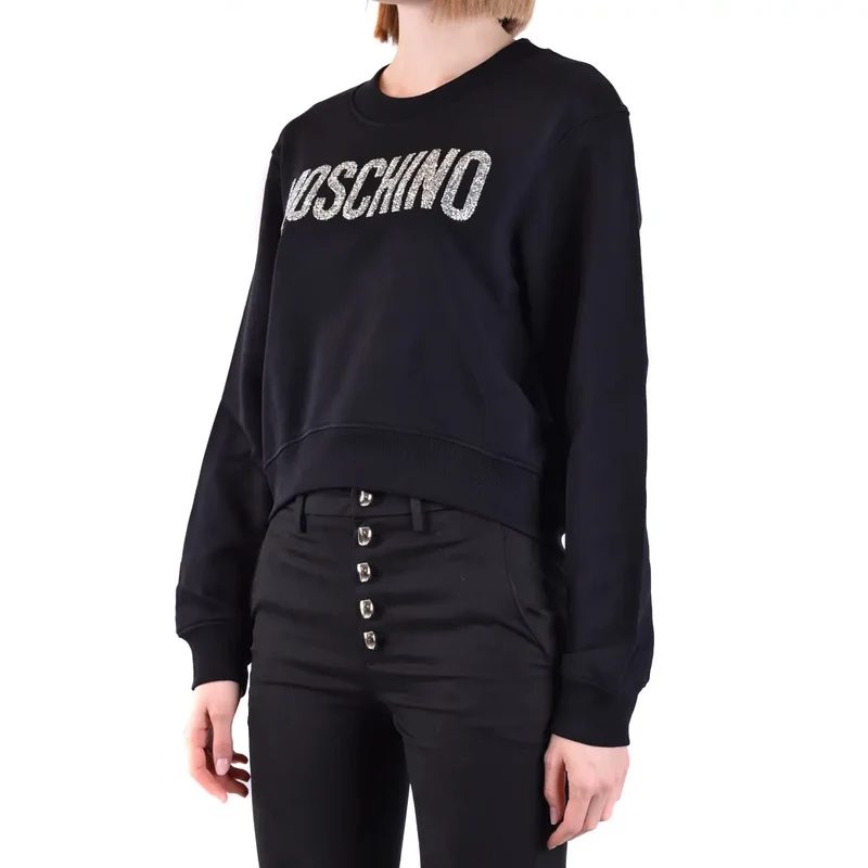 Moschino Schwarzes Damen-Baumwoll-Sweatshirt mit Rundhalsausschnitt