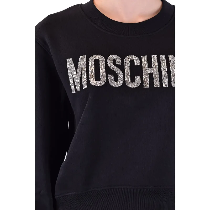 Moschino Schwarzes Damen-Baumwoll-Sweatshirt mit Rundhalsausschnitt