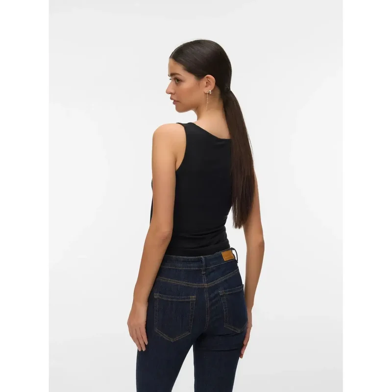 Vero Moda Damen Tanktop Schwarz ärmellos aus Lyocell Rundhalsausschnitt