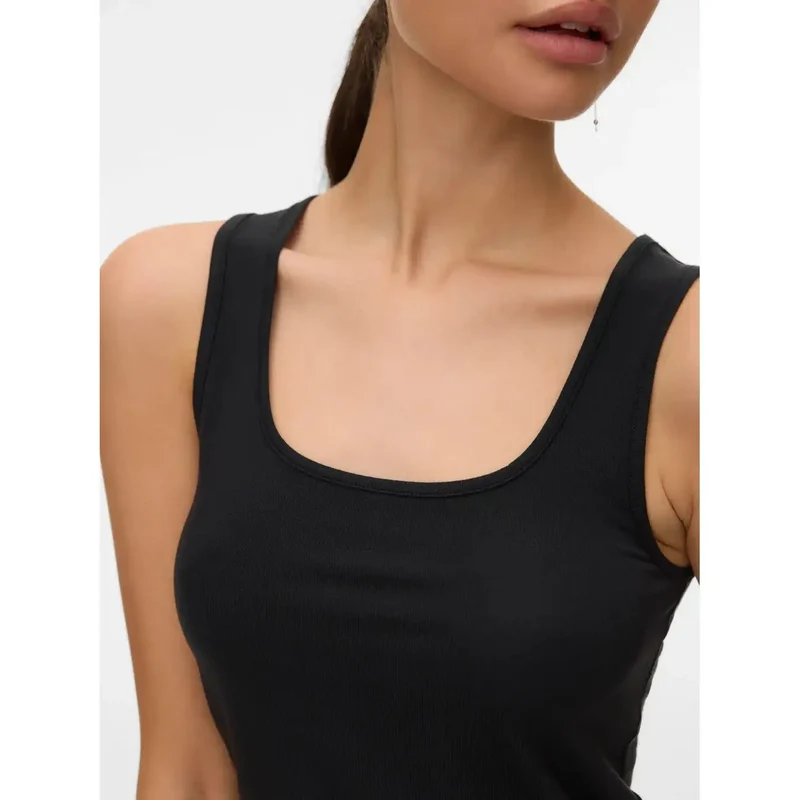 Vero Moda Damen Tanktop Schwarz ärmellos aus Lyocell Rundhalsausschnitt