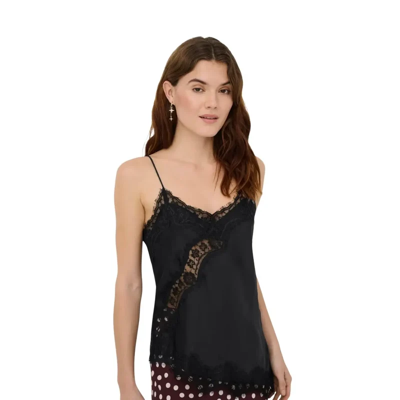 Jacqueline De Yong Damen Tanktop Asymmetrische Spitze Schwarz aus Polyester Größe S L