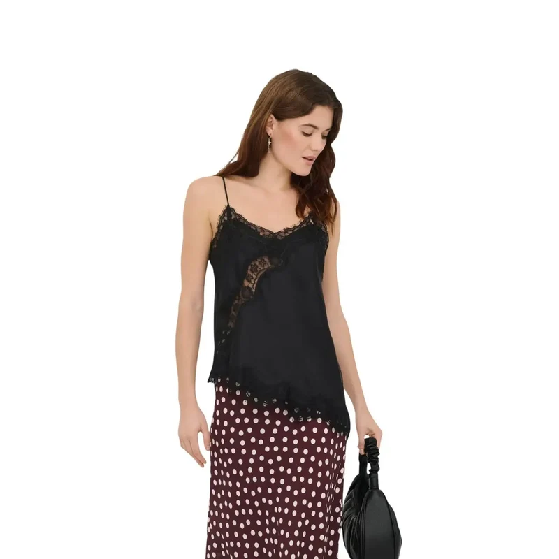 Jacqueline De Yong Damen Tanktop Asymmetrische Spitze Schwarz aus Polyester Größe S L