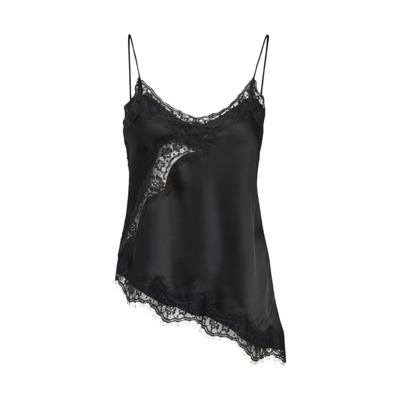 Jacqueline De Yong Damen Tanktop Asymmetrische Spitze Schwarz aus Polyester Größe S L