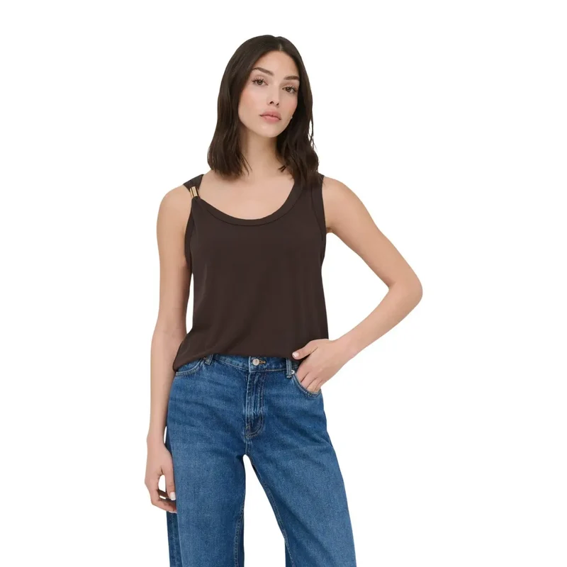 Jacqueline De Yong Damen Tanktop Schwarz Ärmellos Größe S