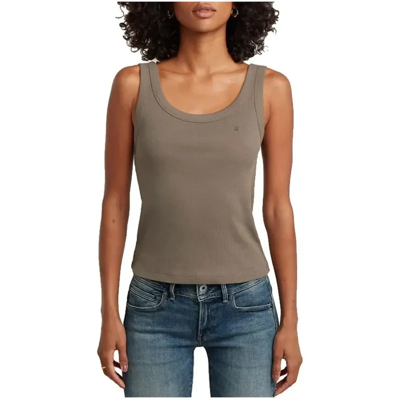 G-Star Damen Tanktop Weiß aus Baumwolle, Rundhalsausschnitt, ärmellos