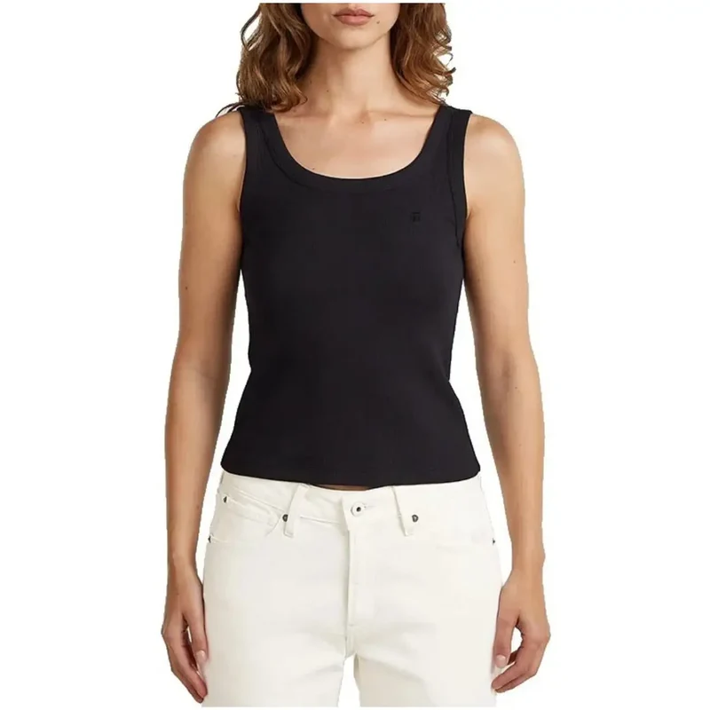 G-Star Damen Tanktop Weiß aus Baumwolle, Rundhalsausschnitt, ärmellos