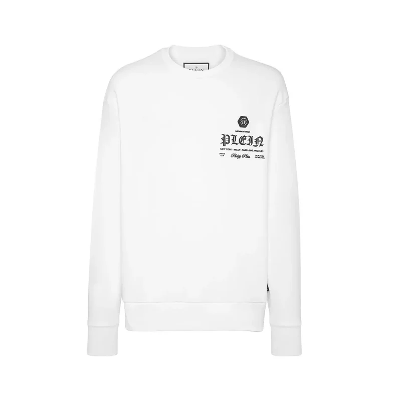 Philipp Plein Weiß Baumwolle Rundhals Herren Sweatshirt