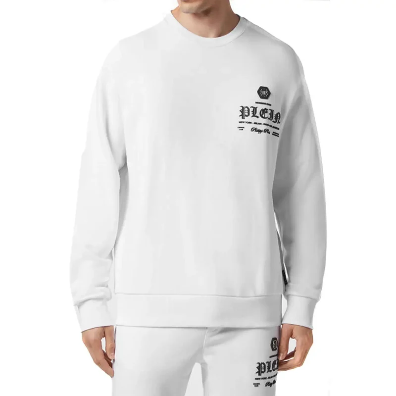 Philipp Plein Weiß Baumwolle Rundhals Herren Sweatshirt