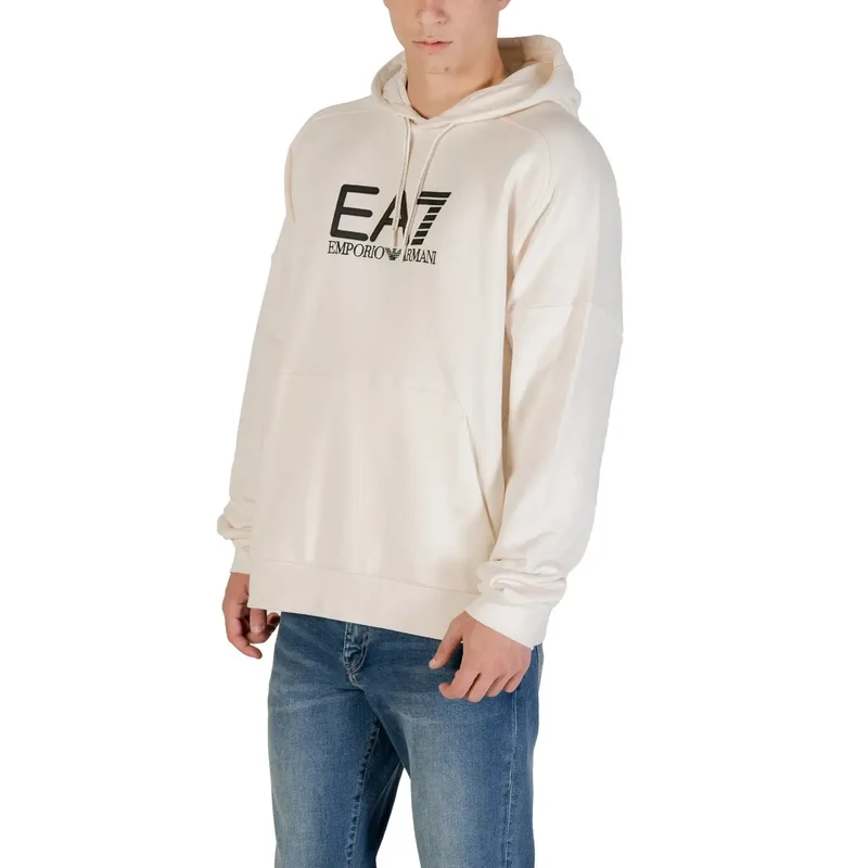 Ea7 Männer Weißes Sweatshirt mit Kapuze und Fronttaschen