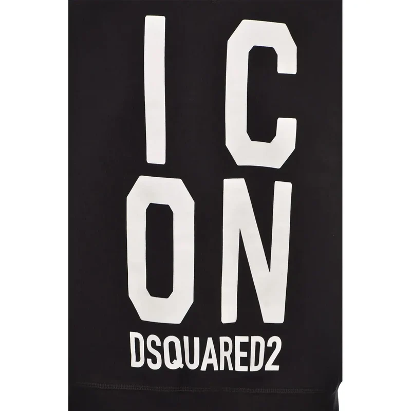 Dsquared Männer Schwarz Baumwolle Rundhalsausschnitt Bedrucktes Sweatshirt