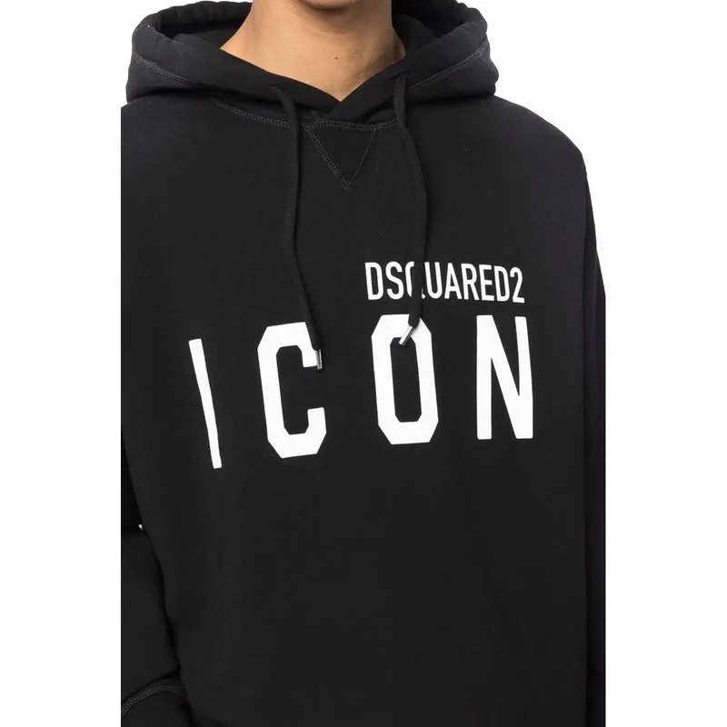 Dsquared Männer Schwarz Baumwolle mit Kapuze Herbst Winter Sweatshirt