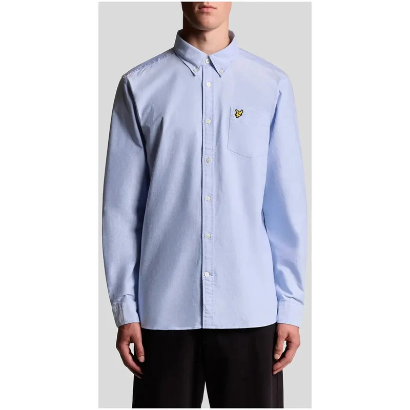 Lyle & Scott Blaues Langarmhemd aus Baumwolle mit einer Tasche