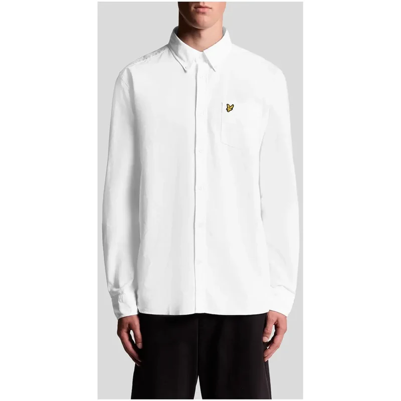 Lyle & Scott Blaues Langarmhemd aus Baumwolle mit einer Tasche