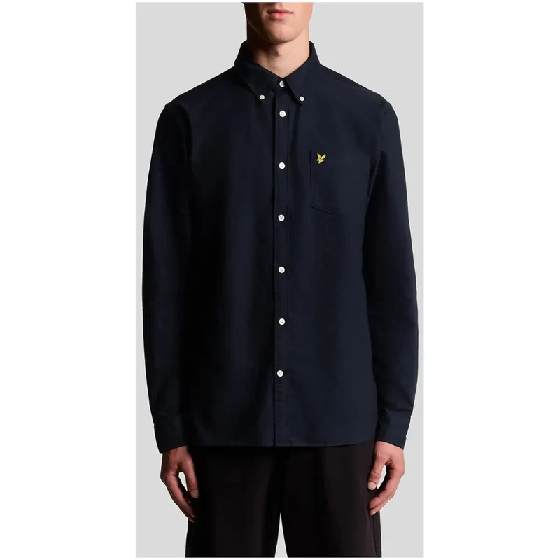 Lyle & Scott Blaues Langarmhemd aus Baumwolle mit einer Tasche
