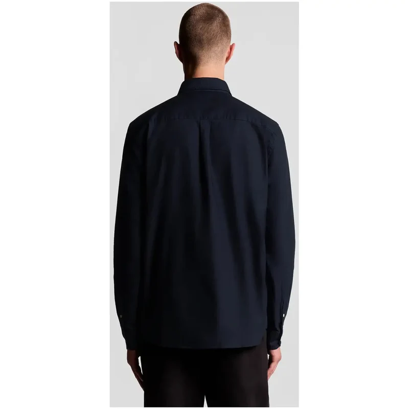 Lyle & Scott Blaues Langarmhemd aus Baumwolle mit einer Tasche