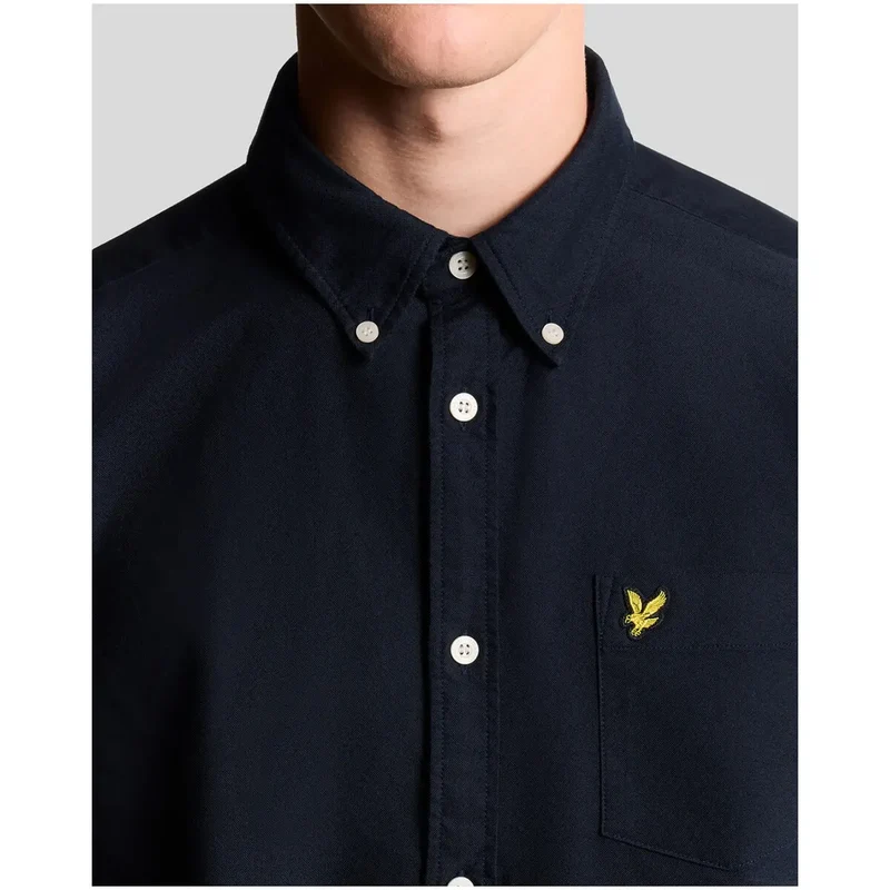 Lyle & Scott Blaues Langarmhemd aus Baumwolle mit einer Tasche