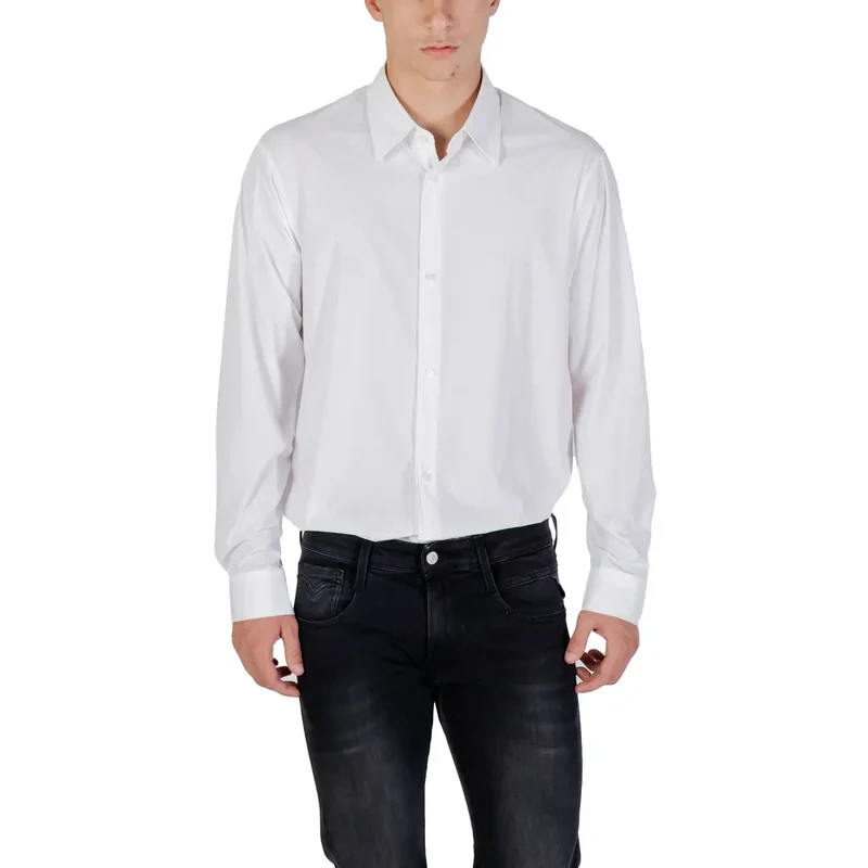 Armani Exchange Klassisches Weißes Langarmhemd für Herren