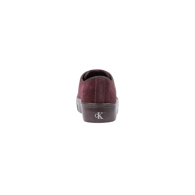 Calvin Klein Damen Leder Sneakers Bordeauxfarbene Schnürschuhe