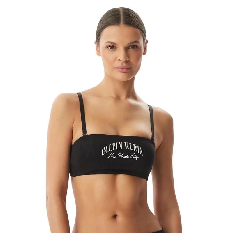 Calvin Klein Damen leicht wattiertes Bandeau in Schwarz aus Baumwolle