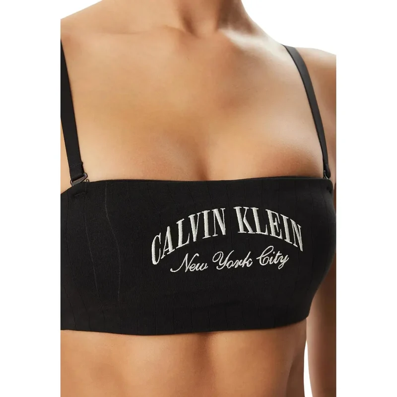 Calvin Klein Damen leicht wattiertes Bandeau in Schwarz aus Baumwolle