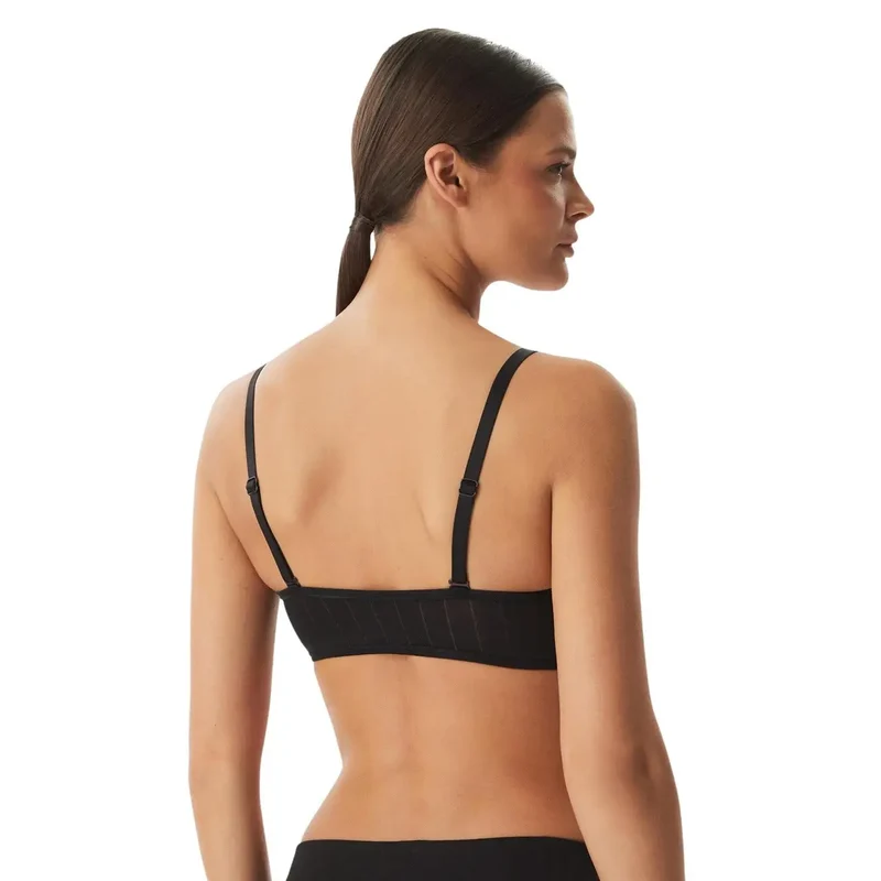 Calvin Klein Damen leicht wattiertes Bandeau in Schwarz aus Baumwolle