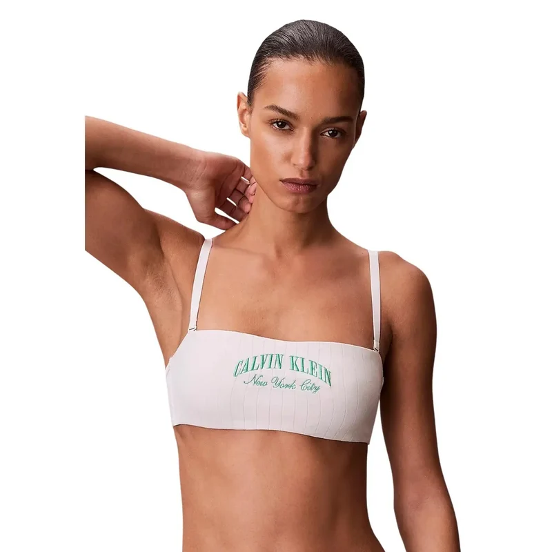 Calvin Klein Damen leicht wattiertes Bandeau in Schwarz aus Baumwolle
