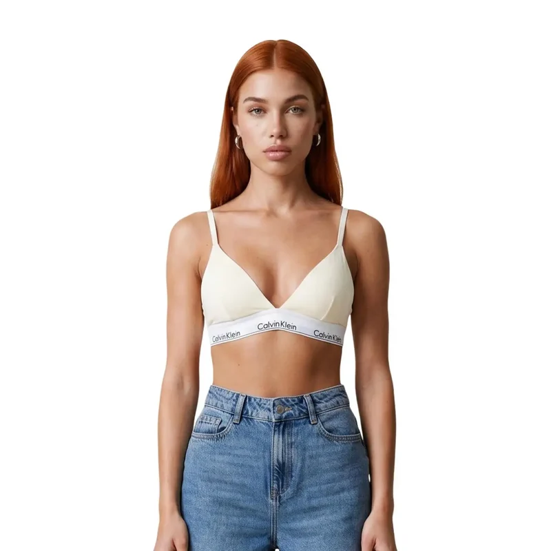 Calvin Klein Damenunterwäsche leicht wattierte Dreiecksform Weiß aus Baumwolle