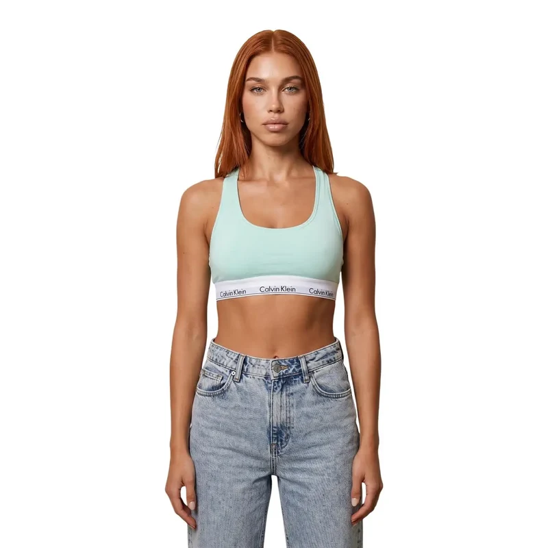 Calvin Klein Damen Ungepolsterter BH aus grauem Baumwoll-Modal
