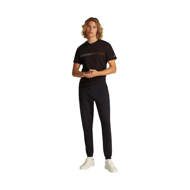 Tommy Hilfiger Herrenhose Schwarz Slim Fit Baumwollfleece