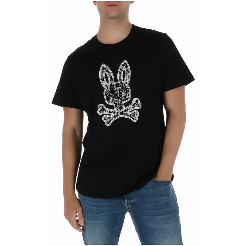 Psycho Bunny Herren T-Shirt Schwarz Baumwolle Rundhals MT0200214