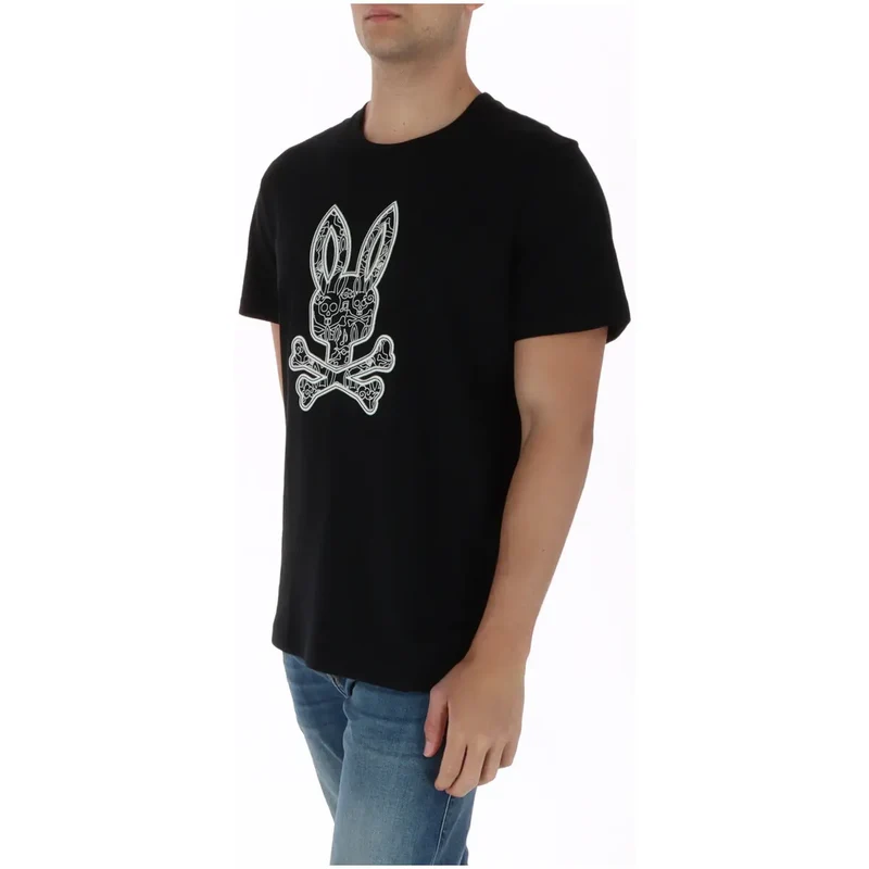Psycho Bunny Herren T-Shirt Schwarz Baumwolle Rundhals MT0200214