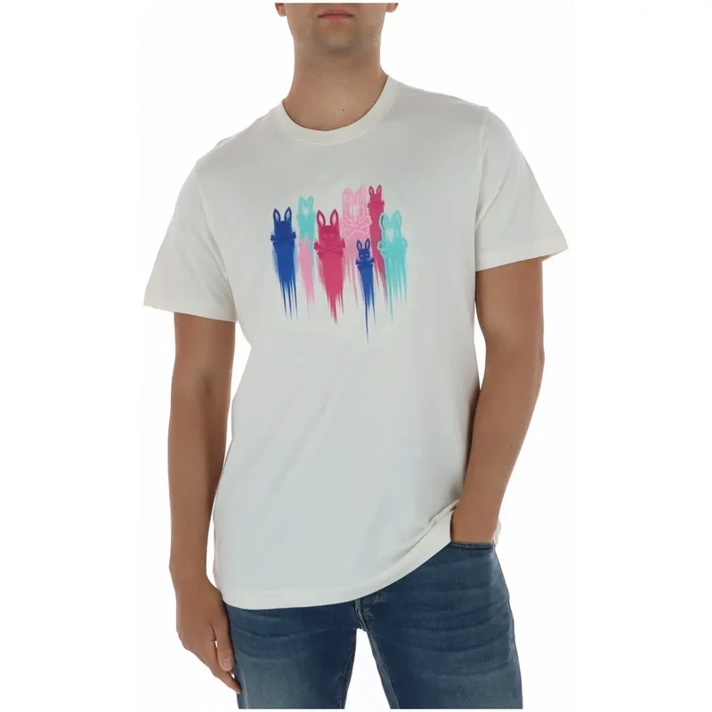 Psycho Bunny Herren T-Shirt Weiß Rundhals Baumwolle MT0200228