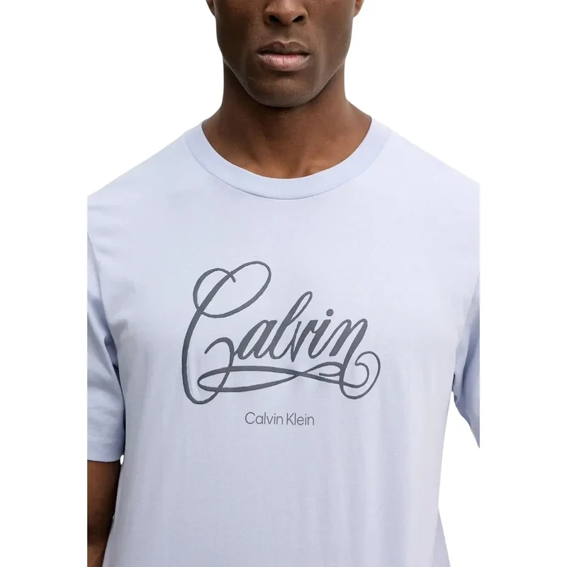 Calvin Klein Jeans Herren T-Shirt Blau Baumwolle Rundhals S