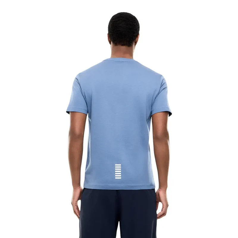 EA7 Herren T-Shirt Hellblau Kurzarm Baumwolle S