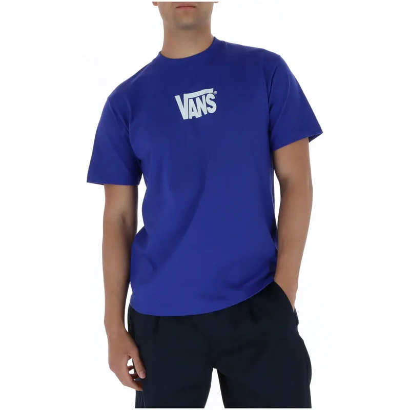 Vans Herren T-Shirt Blau Muster Rundhals 100% Baumwolle